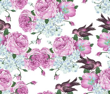 564111-鸟语花香 富贵牡丹