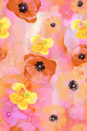 564168-时尚大牌水彩花卉原创手绘罂粟花