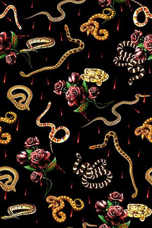 大牌 时尚 创意 玫瑰 蛇 欧美 印度印花华亿平台图片