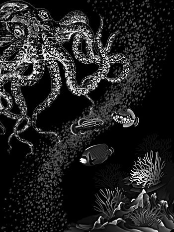 564482-章鱼怪和雷神之锤定位男装图案