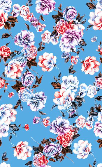 564489-欧美流行时尚彩色花卉