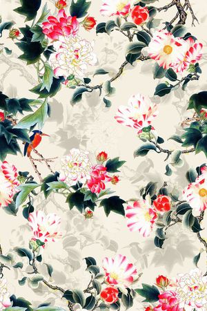 花卉 工笔画印花华亿平台图片