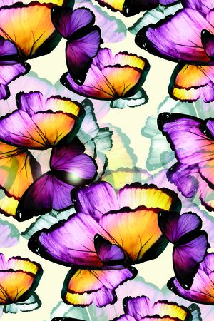 流行时尚朦胧蝴蝶花印花华亿平台图片