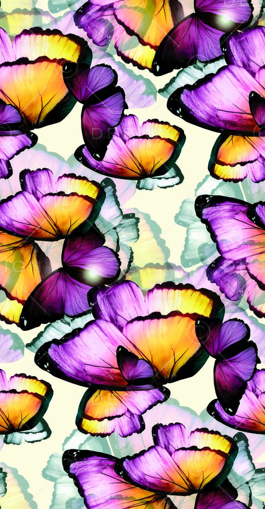 流行时尚朦胧蝴蝶花印花华亿平台图片