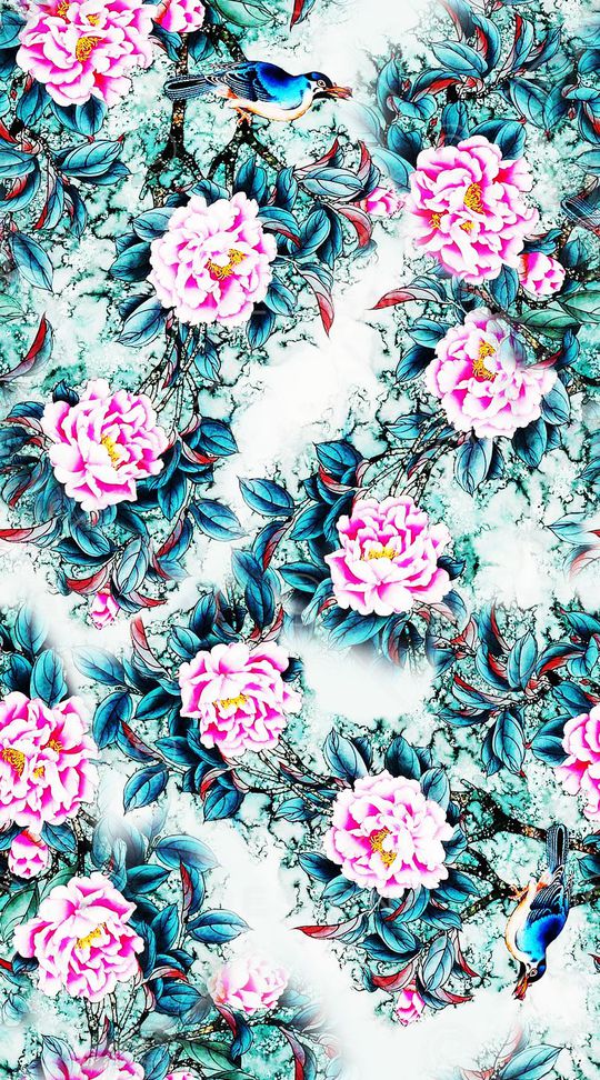 花卉 渐变 数码印花华亿平台图片