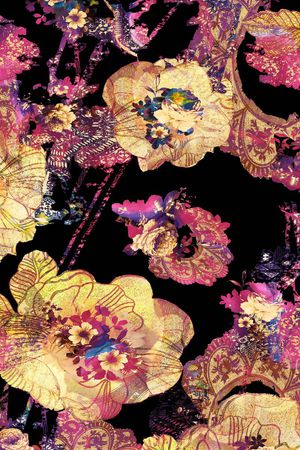 黑底花印花华亿平台图片