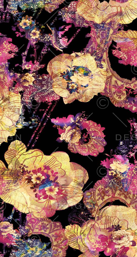 黑底花印花华亿平台图片