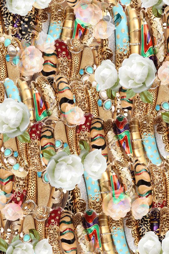 手绘复古花卉印花华亿平台图片