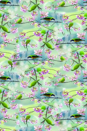 花鸟印花华亿平台图片