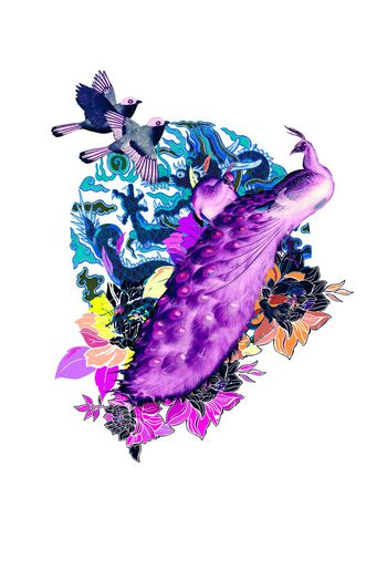 565552-龙凤呈祥凤凰牡丹花花鸟中国风潮流潮