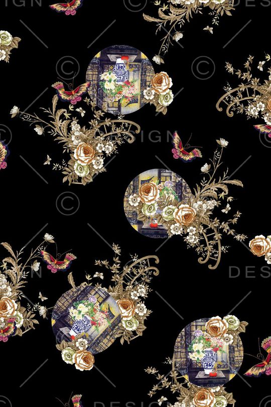 现代古典印花华亿平台图片