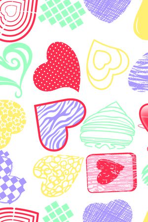 可爱卡通多色爱心图印花华亿平台图片