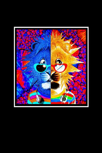 565740-狮子眼镜炫彩T恤时尚漫画动物