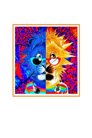 565741-狮子眼镜炫彩T恤时尚漫画动物