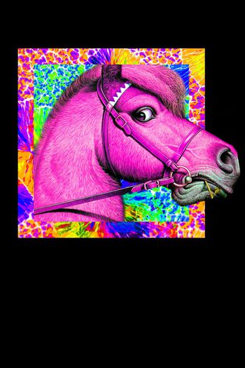 565756-颜料色彩粉红马油画水彩T恤动物