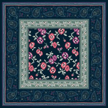 565800-围巾　手绘　花　佩斯利