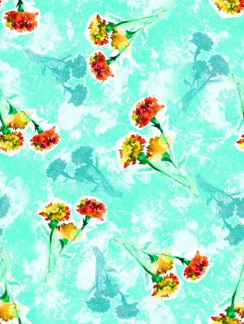 566041-时尚潮流手绘水彩花卉女装图案 
