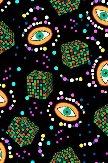 566176-时尚几何魔方眼睛女装童装花