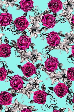 玫瑰花印花华亿平台图片