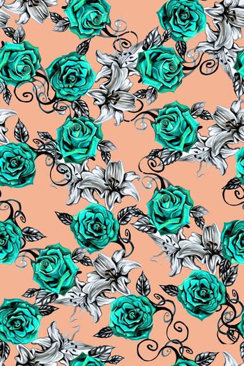 566214-时尚潮流玫瑰花女装图案