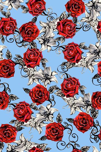 566215-时尚潮流玫瑰花女装图案