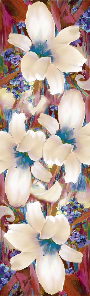 566346-手绘油画百合花卉经典围巾华亿平台