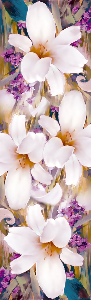 566350-手绘油画百合花卉经典围巾华亿平台