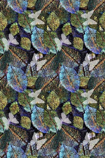 566442-抽象树叶纹理女装图案