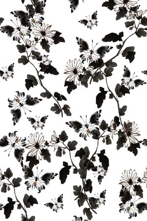 水墨画印花华亿平台图片