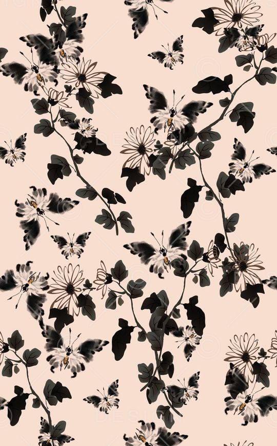 水墨画印花华亿平台图片