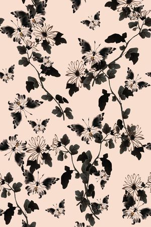 水墨画印花华亿平台图片