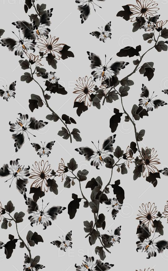 水墨画印花华亿平台图片