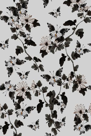 水墨画印花华亿平台图片