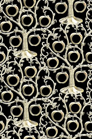 个性休闲土豪金圆圈树印花华亿平台图片