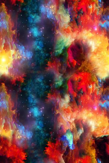 566693-七彩祥云炫彩缤纷云朵彩虹色彩色油画