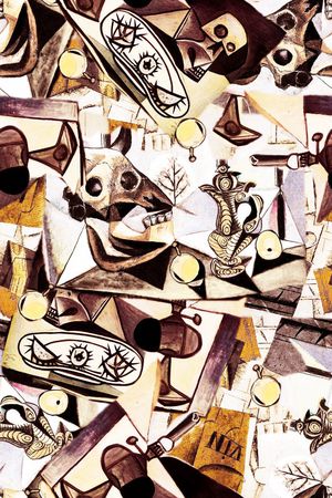 手绘 欧美 大牌 几何 抽象 油画印花华亿平台图片