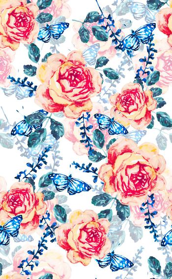 567067-欧美流行时尚蝴蝶大花