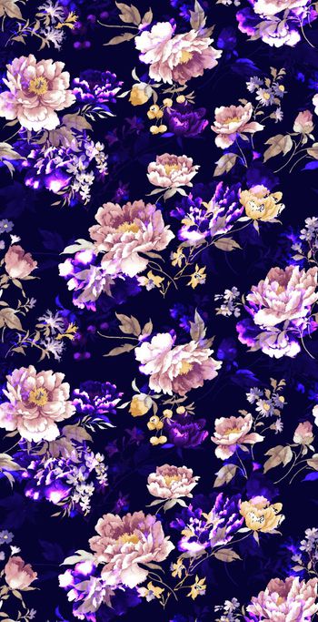 567120-复古水彩深色花卉花朵 服装家纺华亿平台