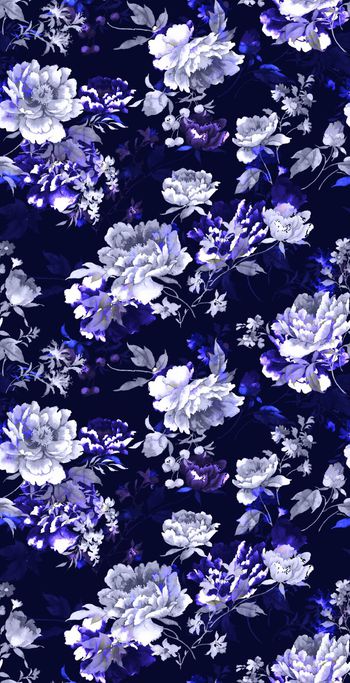 567121-复古水彩深色花卉花朵 服装家纺华亿平台