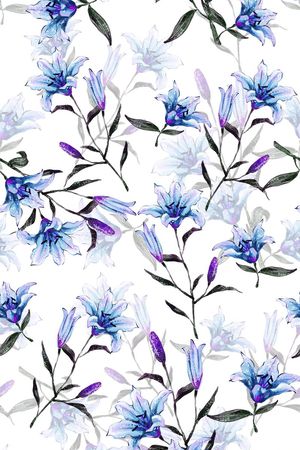 水彩花印花华亿平台图片