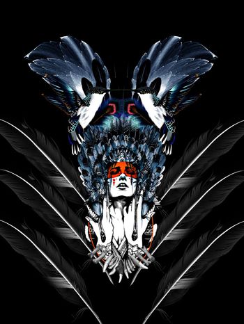 567169-时尚潮流大牌印第安人羽毛飞鸟定位男