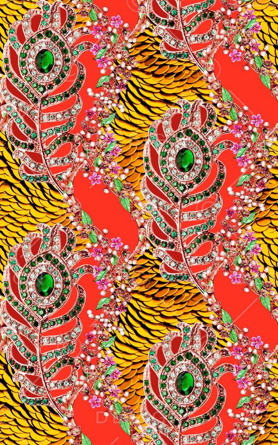 孔雀羽毛印花华亿平台图片