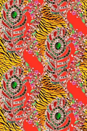 孔雀羽毛印花华亿平台图片