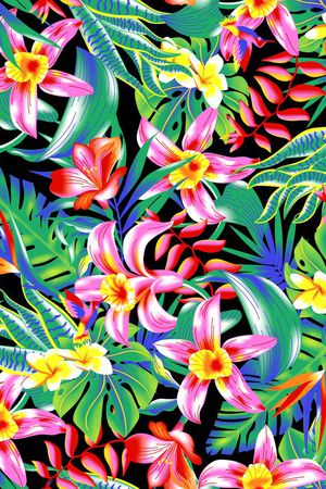 热带植物印花华亿平台图片