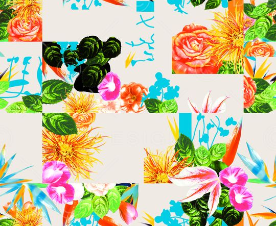 抽象花卉印花华亿平台图片