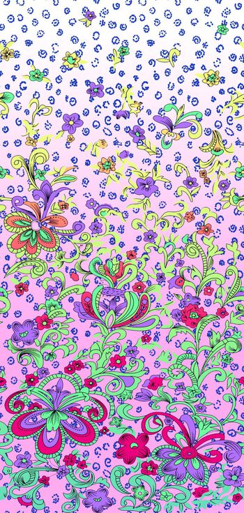 567685-渐变彩色手绘花卉 泥点底纹 家纺沙