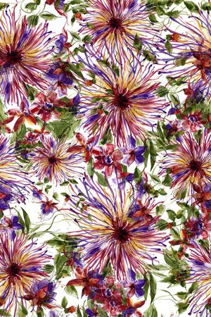 手绘花草印花华亿平台图片