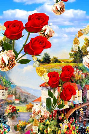 油画建筑印花华亿平台图片