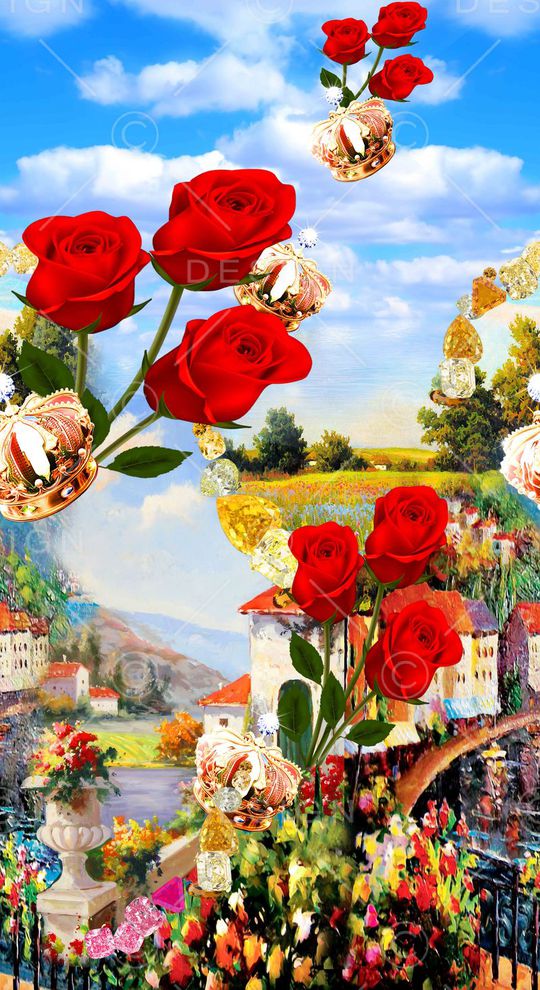 油画建筑印花华亿平台图片