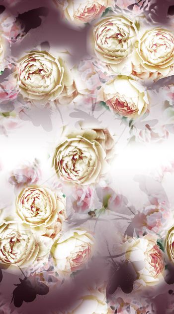 567821-时尚 潮流 花卉 渐变 枝叶 印花